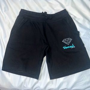 Diamond Supply Co. Black Shorts (turquoise script)